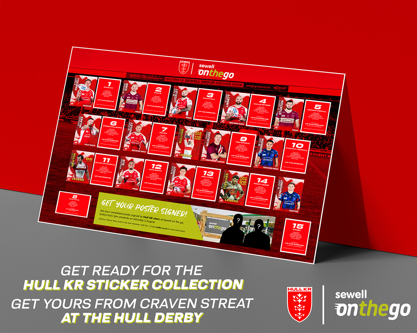 A Hull KR poster with spaces available to add stickers