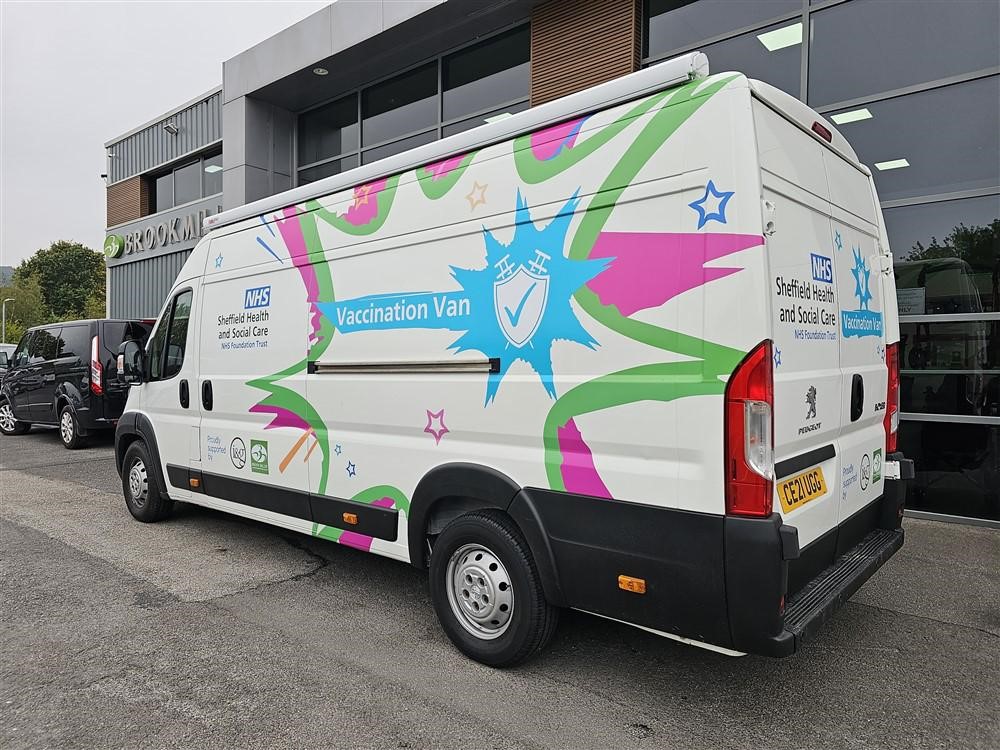 A van converted into a vaccine centre