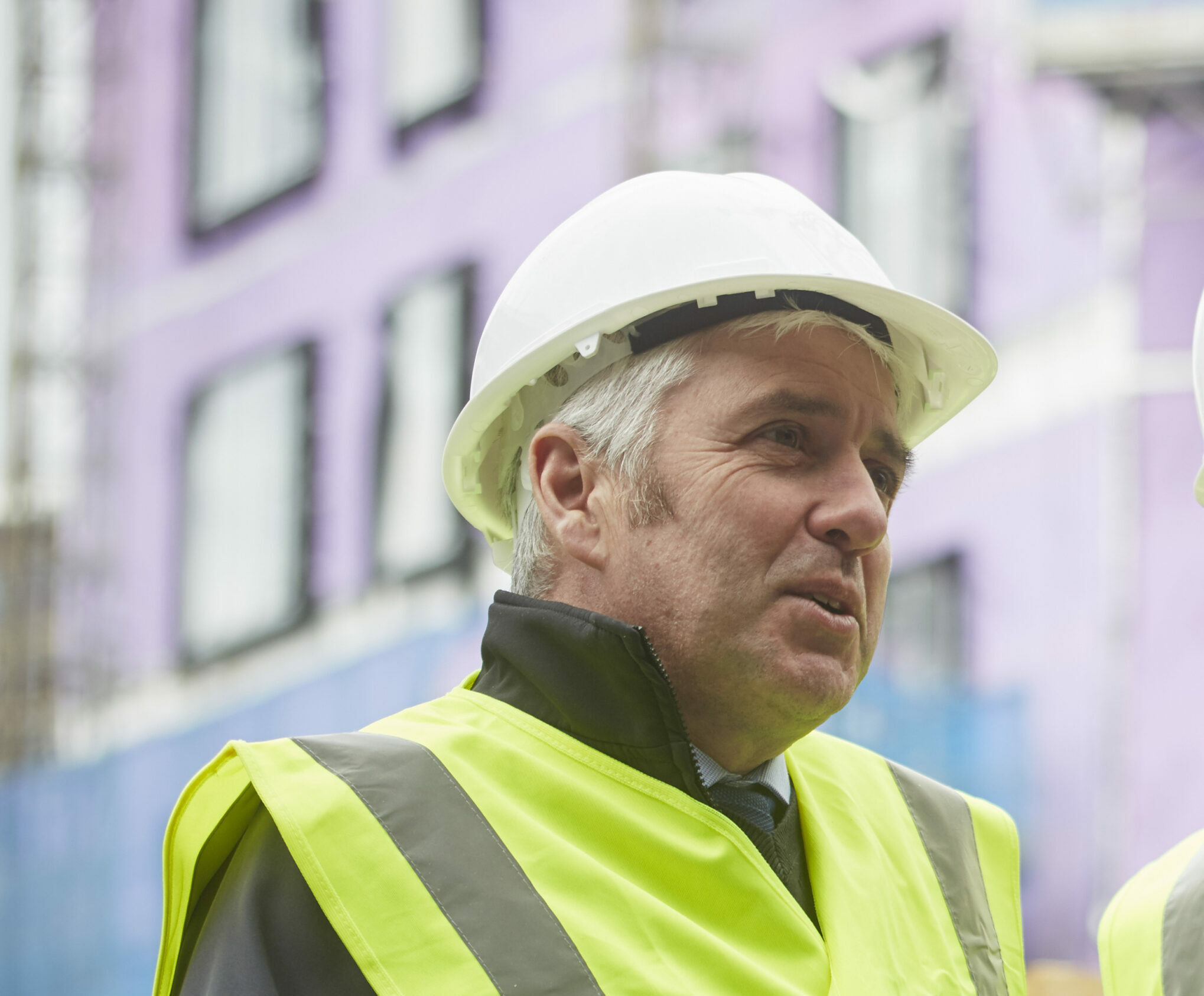 Construction project manager Martin Standley on a construction site